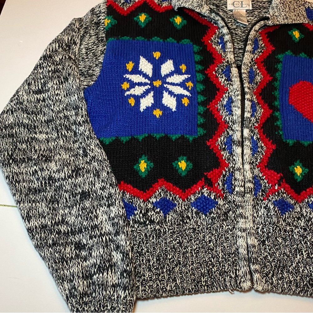Colorful Knit Cardigan by Cricket Lane size L. 22 inches by 22 inches - Picture 4 of 11